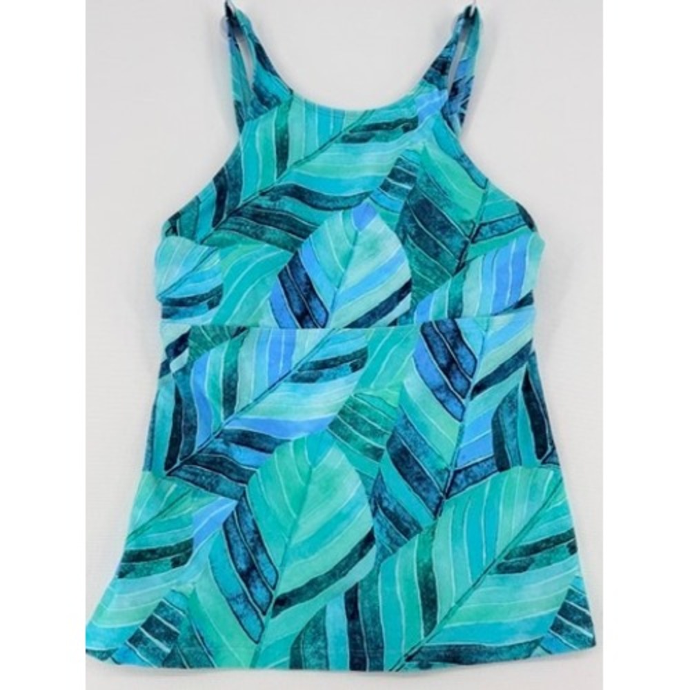 Next Aqua Leaf Print Tankini Top 34B/C Underwire NWT - Picture 9 of 10